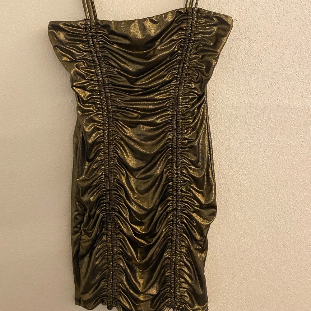 Metallic Ruched Dress